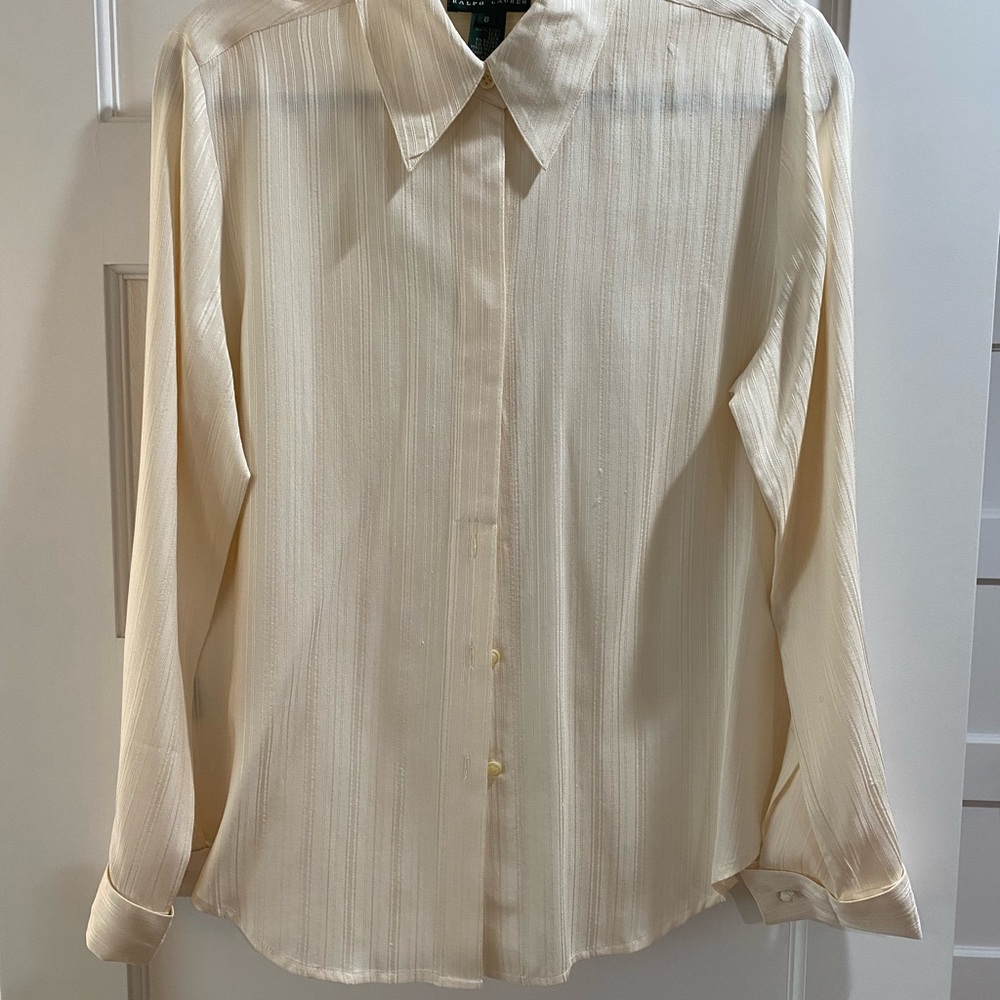 Ralph Lauren Cream Blouse with Sheer Silk Texture